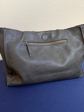 Joy Susan Women's Reversible Gray and Burgundy Vegan Leather Tote Bag
